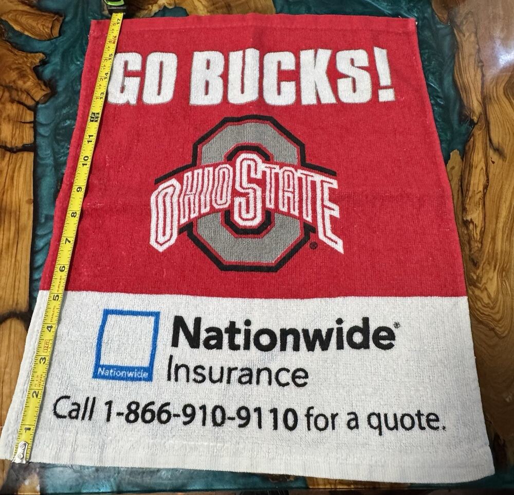 Go Bucks Ohio State Buckeyes Nationwide Fan Game Towel 17.5” X 14.5"